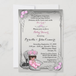 Little Princess Baby shower Invitation, zilver Kaart