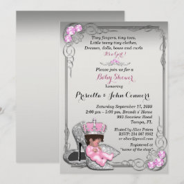 Little Princess Baby shower Invitation, zilver Kaart