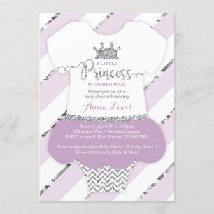 Little Princess Baby shower Invite, Faux Glitter Kaart