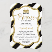 Little Princess Baby shower Invite, Faux Glitter