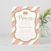Little Princess Baby shower Invite, Faux Glitter Kaart (Staand voorkant)
