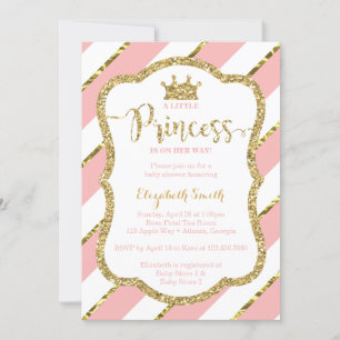 Little Princess Baby shower Invite, Faux Glitter Kaart