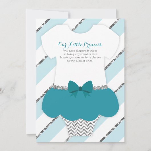 Little Princess Baby shower Invite, Faux Glitter Kaart (Achterkant)