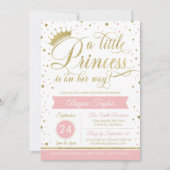 Little Princess Baby shower Invite, Faux Glitter Kaart (Voorkant)