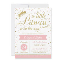 Little Princess Baby shower Invite, Faux Glitter