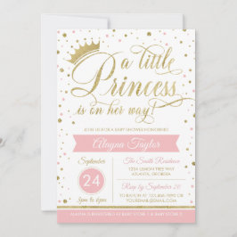 Little Princess Baby shower Invite, Faux Glitter Kaart