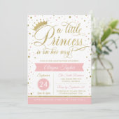Little Princess Baby shower Invite, Faux Glitter Kaart (Staand voorkant)