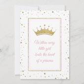 Little Princess Baby shower Invite, Faux Glitter Kaart (Achterkant)