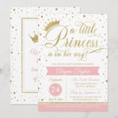 Little Princess Baby shower Invite, Faux Glitter Kaart (Voorkant / Achterkant)