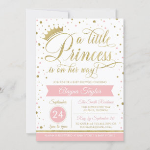 Little Princess Baby shower Invite, Faux Glitter Kaart