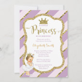 Little Princess Baby shower Invite, Faux Glitter Kaart (Voorkant)