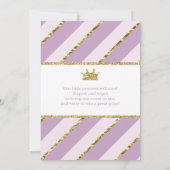 Little Princess Baby shower Invite, Faux Glitter Kaart (Achterkant)