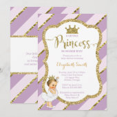 Little Princess Baby shower Invite, Faux Glitter Kaart (Voorkant / Achterkant)