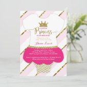 Little Princess Baby shower Invite, Faux Glitter Kaart (Staand voorkant)