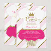 Little Princess Baby shower Invite, Faux Glitter Kaart (Voorkant / Achterkant)