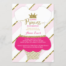 Little Princess Baby shower Invite, Faux Glitter