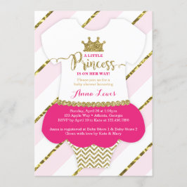 Little Princess Baby shower Invite, Faux Glitter Kaart