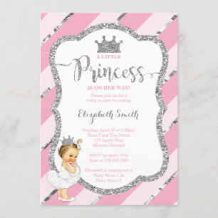 Little Princess Baby shower Invite, Faux Glitter Kaart