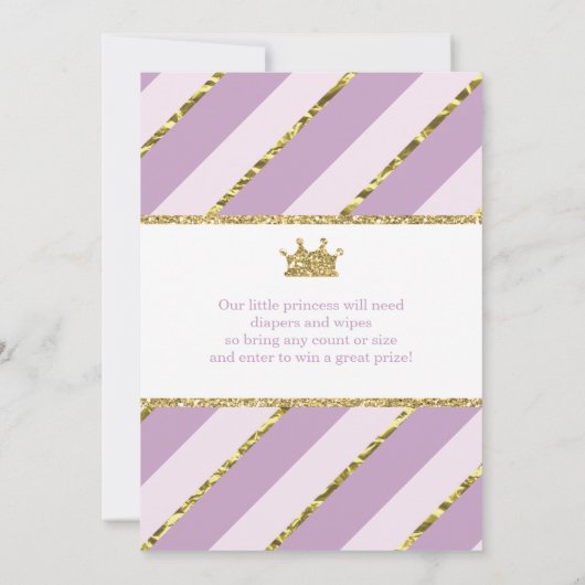 Little Princess Baby shower Invite, Faux Glitter Kaart (Achterkant)