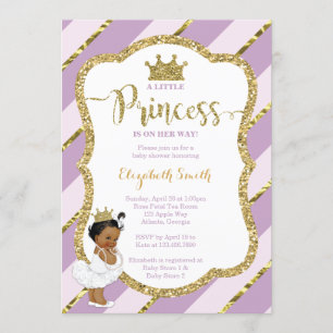 Little Princess Baby shower Invite, Faux Glitter Kaart
