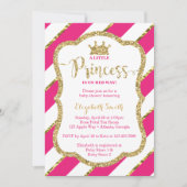 Little Princess Baby shower Invite, Faux Glitter Kaart (Voorkant)