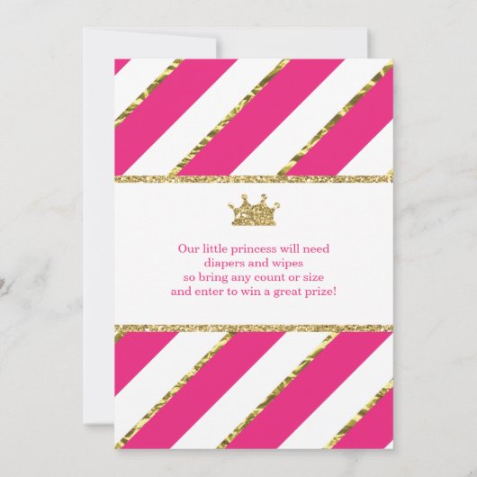 Little Princess Baby shower Invite, Faux Glitter Kaart (Achterkant)