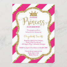 Little Princess Baby shower Invite, Faux Glitter