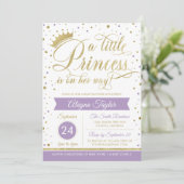 Little Princess Baby shower Invite, Faux Glitter Kaart (Staand voorkant)