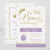 Little Princess Baby shower Invite, Faux Glitter Kaart (Voorkant / Achterkant)