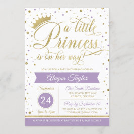 Little Princess Baby shower Invite, Faux Glitter Kaart