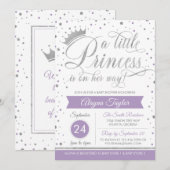 Little Princess Baby shower Invite, Faux Glitter Kaart (Voorkant / Achterkant)