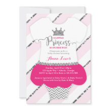 Little Princess Baby shower Invite, Faux Glitter