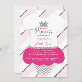 Little Princess Baby shower Invite, Faux Glitter Kaart