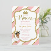 Little Princess Baby shower Invite, Faux Glitter Kaart (Staand voorkant)