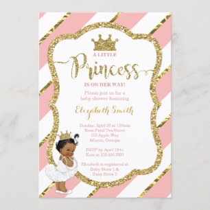 Little Princess Baby shower Invite, Faux Glitter Kaart