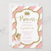 Little Princess Baby shower Invite, Faux Glitter Kaart (Voorkant)