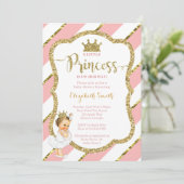 Little Princess Baby shower Invite, Faux Glitter Kaart (Staand voorkant)