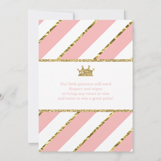 Little Princess Baby shower Invite, Faux Glitter Kaart (Achterkant)