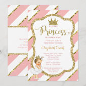 Little Princess Baby shower Invite, Faux Glitter Kaart (Voorkant / Achterkant)