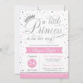 Little Princess Baby shower Invite, Faux Glitter Kaart