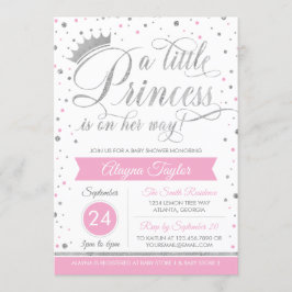 Little Princess Baby shower Invite, Faux Glitter Kaart