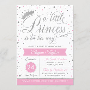 Little Princess Baby shower Invite, Faux Glitter Kaart