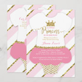 Little Princess Baby shower Invite, Faux Glitter Kaart (Voorkant / Achterkant)