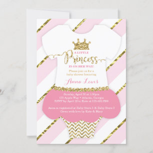 Little Princess Baby shower Invite, Faux Glitter Kaart