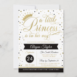 Little Princess Baby shower Invite, Faux Glitter Kaart