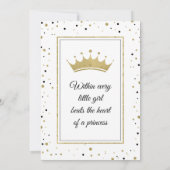 Little Princess Baby shower Invite, Faux Glitter Kaart (Achterkant)