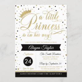 Little Princess Baby shower Invite, Faux Glitter Kaart