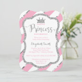 Little Princess Baby shower Invite, Faux Glitter Kaart (Staand voorkant)