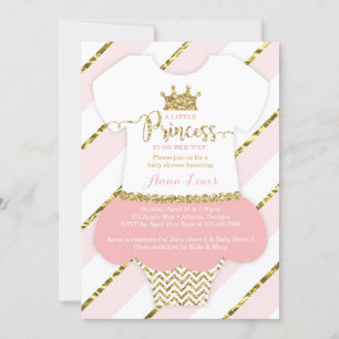 Little Princess Baby shower Invite, Faux Glitter Kaart