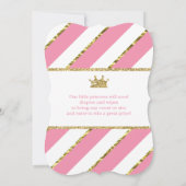 Little Princess Baby shower Invite, Faux Glitter Kaart (Achterkant)